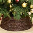 YoleShy 26'' Christmas Tree Collar Hand-Woven Natural Water Hyacinth Base Cover Beautiful Basket Xmas Tree Decor (Brown)