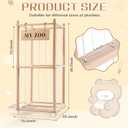 GLDZI Stuffed Animal Storage Zoo with Wheels, Wooden Stuffed Animal Organizer with Elastic Cords, Space Saving Toy Plushies Storage Holder for Playroom, Bedroom, Living Room(Burlywood, Small)