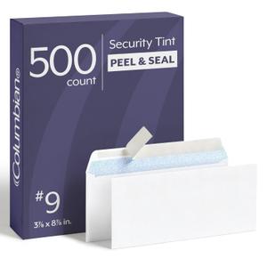 Columbian #9 Security Envelopes, 500 Pack, No Window Self Seal Envelopes for Business Mailings, 3-7/8" x 8-7/8", Durable 24 lb White Paper