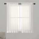 Chyhomenyc Ivory Sheer Curtains 54 Inch Length 2 Panels for Kitchen, Light Filtering Voile Rod Pocket Curtains Drapes for Living Room Bedroom Small Windows, 42Wx54L inches