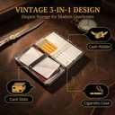 Vintage Art Deco Versatile Card & Cash Case, Slim Metal Wallet for Women Men Credit ID Business Cards (#A)
