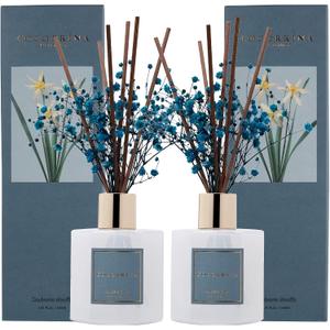 Cocorrna Premium Reed Diffuser Set with Preserved Baby's Breath & Cotton Stick Cashmere Vanilla 2 Packs, 6.7oz Scent Fragrance Oil Diffuser for Bedroom Bathroom Home Dcor