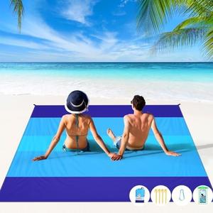 BYDOLL Beach Blanket Waterproof Sandproof Large Sand Free 78''X81''/10'X9' Big Lightweight Blanket Picnic Mat for Beach Travel Camping Hiking Picnic with Stakes