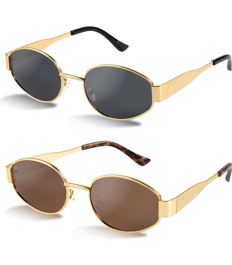 livho 2025 Trendy Oval Sunglasses - Stylish Polarized Shades for Everyday - Retro Metal Frames