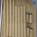 Small Entryway Table Bamboo 30.7", Narrow Hallway Table Oval Top 2-tier, Slim Console Table with Anti-fall Edge, Sofa Side Table 5min Easy Assembly, Small TV Stand for Bedroom, Indoor Plant Stand (Natural)