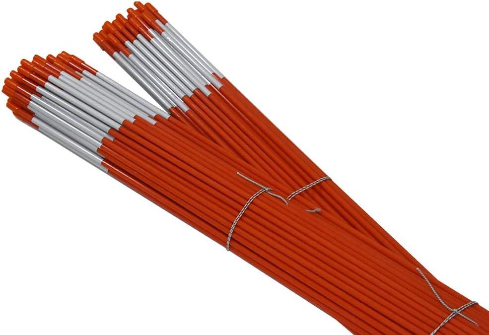 72" Driveway Markers, Snow Stakes, Plow Stakes, Orange Reflective Fiberglass 6FT 5/16-Inch Dia Pack of 100