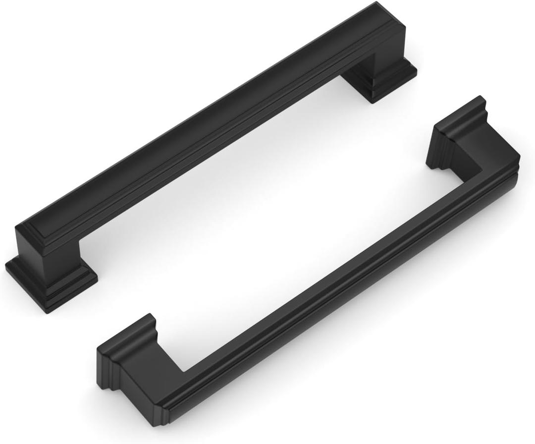 10 Pack Brushed Nickel Cabinet Handles, 3 Inch Hole Center Pulls, Kitchen Cabinet Handles Square Drawer Pulls for Kitchen Bathroom Bedroom (Black)