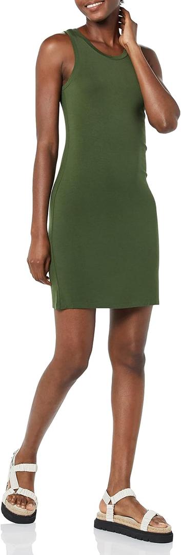 Amazon Essentials Women's Lightweight Jersey Slim-Fit Tank Mini Dress (XX-Large, Dark Olive)