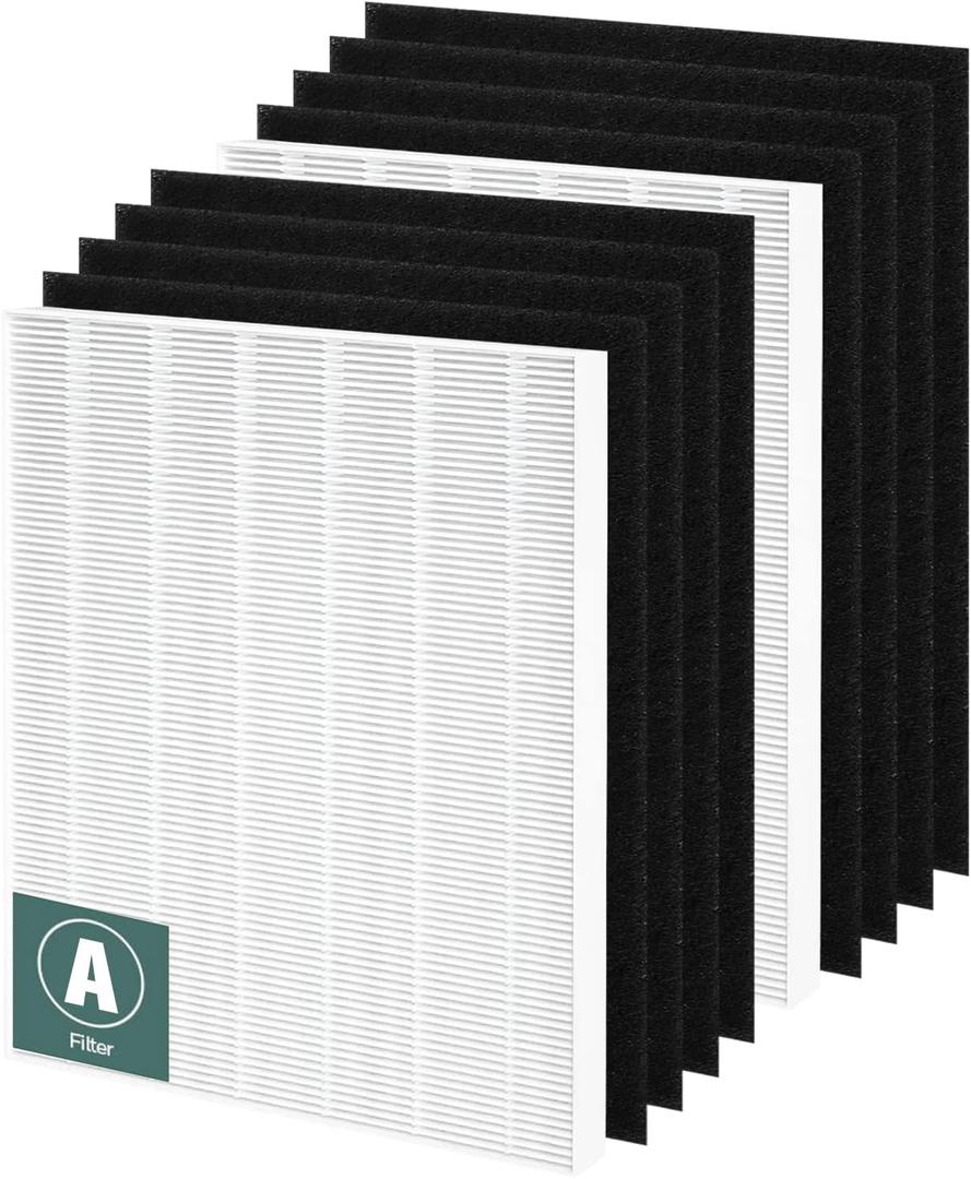 115115 Replacement Filters A for Winix PlasmaWave Air Purifier C535, 5300-2, 6300-2, 5300, 6300, AM90, P300, Funmit 2 High-efficiency Size 21 Filter + 8 Activated Carbon Pre-Filters (10 Piece Set)