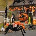 TEMOGU 2 Pack 6.6 Ft Halloween Decorations Giant Spiders Outdoor, Scary Black Spiders Fake Large Spiders Hairy Spider Props for Outside House Yard Lawn Indoor Home