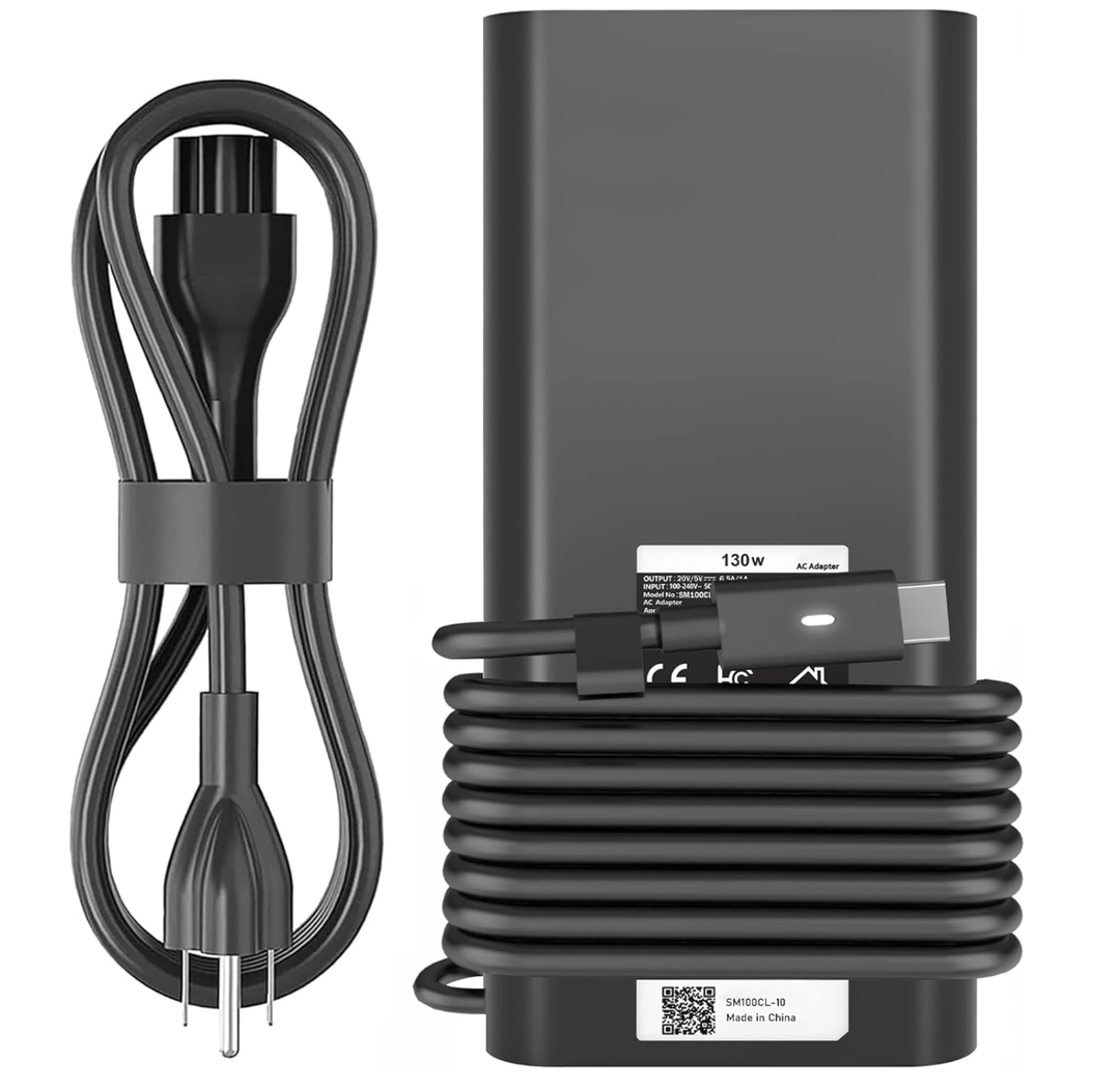 130W USB C Laptop Charger Compatible with Dell Precision 5570 5560 5550 5530 5760 5750 3560 Latitude 7410 7310 7210 9410 9510 5420 5520 5510 XPS 15 17 2in1 9575 9500 9700 Power Cord