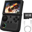R36T Retro Game Console, Handheld Game Console with 3.5in IPS HD Screen, Video Game Consoles Supports WiFi Networked Fighting and OTG, 3500mAh Battery, 64GB TF Card, Black