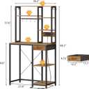 Espelism 6-Tier Mini Fridge Stand with Power Outlet and Drawer, Freestanding Bakers Rack with Storage, Microwave Storage Shelf for Kitchen, Coffee Bar Organizer with Hooks (Rustic Brown)