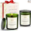 CJVIUS 2 Pack Candles for Home Scented,Wood Wick Eucalyptus Mint Scented Candle,22.6 oz 150 Hour Long Burning Lasting, Natural Soy Wax Candles Gifts Set