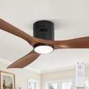 Fanbulous 52" Ceiling Fans with Lights and Remote Control,Modern Flush Mount Ceiling Fan with 3 CCT,Low Profile Ceiling Fans with 6-Speeds Reversible DC Motor for Patio Living Room Bedroom(Walnut)