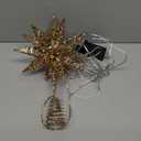 Lewondr Christmas Star Tree Topper, 3D Star Plugged Decorative Treetop with LED Light Beads for Home Holiday Xmas Decor 6-Hour Timer Function 5m Cable (Warm Champagne Gold)