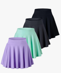 Real Essentials 4 Pack: Women's Basic Casual Stretchy Mini Skirt - Skater A-Line Flowy Flared, XXL