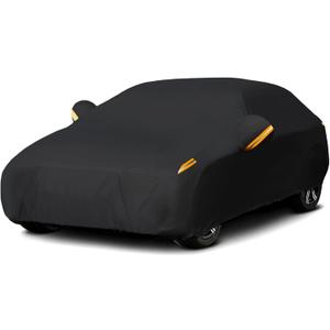 MORNYRAY Waterproof Car Cover All Weather Snowproof UV Protection Windproof Outdoor Full car Cover, Universal Fit for Sedan (Fit Sedan Length 186-193 inch, All Black)
