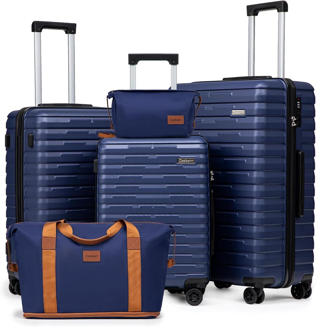 Cosbarn Luggage Sets 5 Piece Suitcases with Wheels, Suitcase Set ABS Hard Case Luggage with Spinner Wheels Durable Travel Luggage