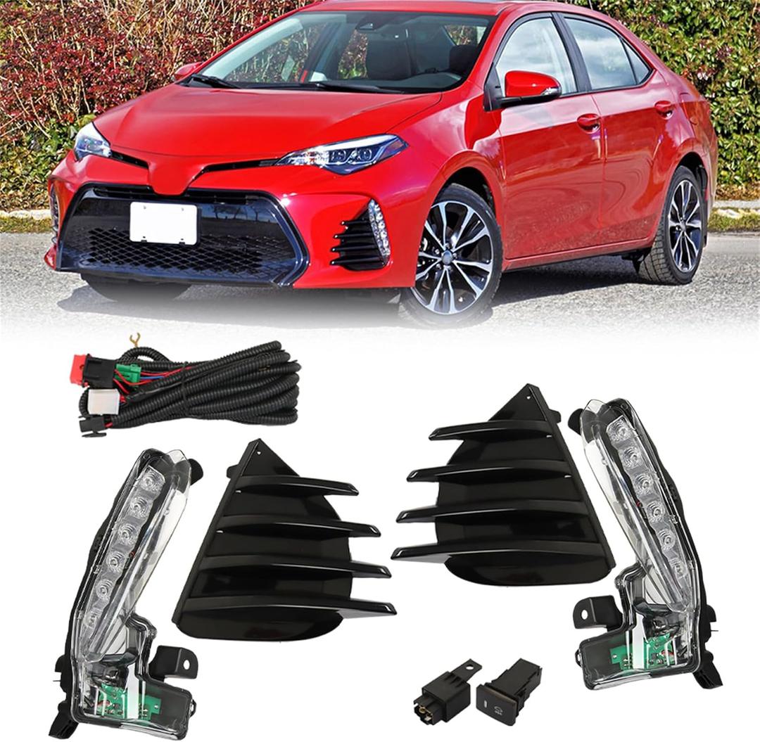 WFLNHB 1 Pair of Fog Lights Driving Daytime Running Light Replacement for Corolla SE XSE 2017-2019 Left & Right Side Fog Lamps