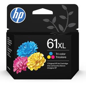 HP 61XL Tri-Color High-Yield Ink | Works with DeskJet 1000, 1510, 2050, 2510, 2540, 3000, 3050, 3510; Envy 4500, 5530; OfficeJet 2620, 4630 | Instant Ink Eligible | CH564WN | Packaging May Vary (One Size)
