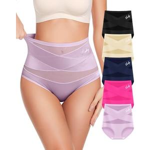 MIOTAN Women's Underwear 4 Pack High Waisted No Muffin Top Tummy Control Ladies Panties Postpartum Briefs Full Coverage.Size 3XL