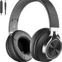 AC01 Headphones Wired Over Ear, Corded Stereo Headsets with Microphone Volume Control for Adults Teens Kids 3.5mm for Cellphones, Tablets, Laptop, Chromebook (Black Grey)