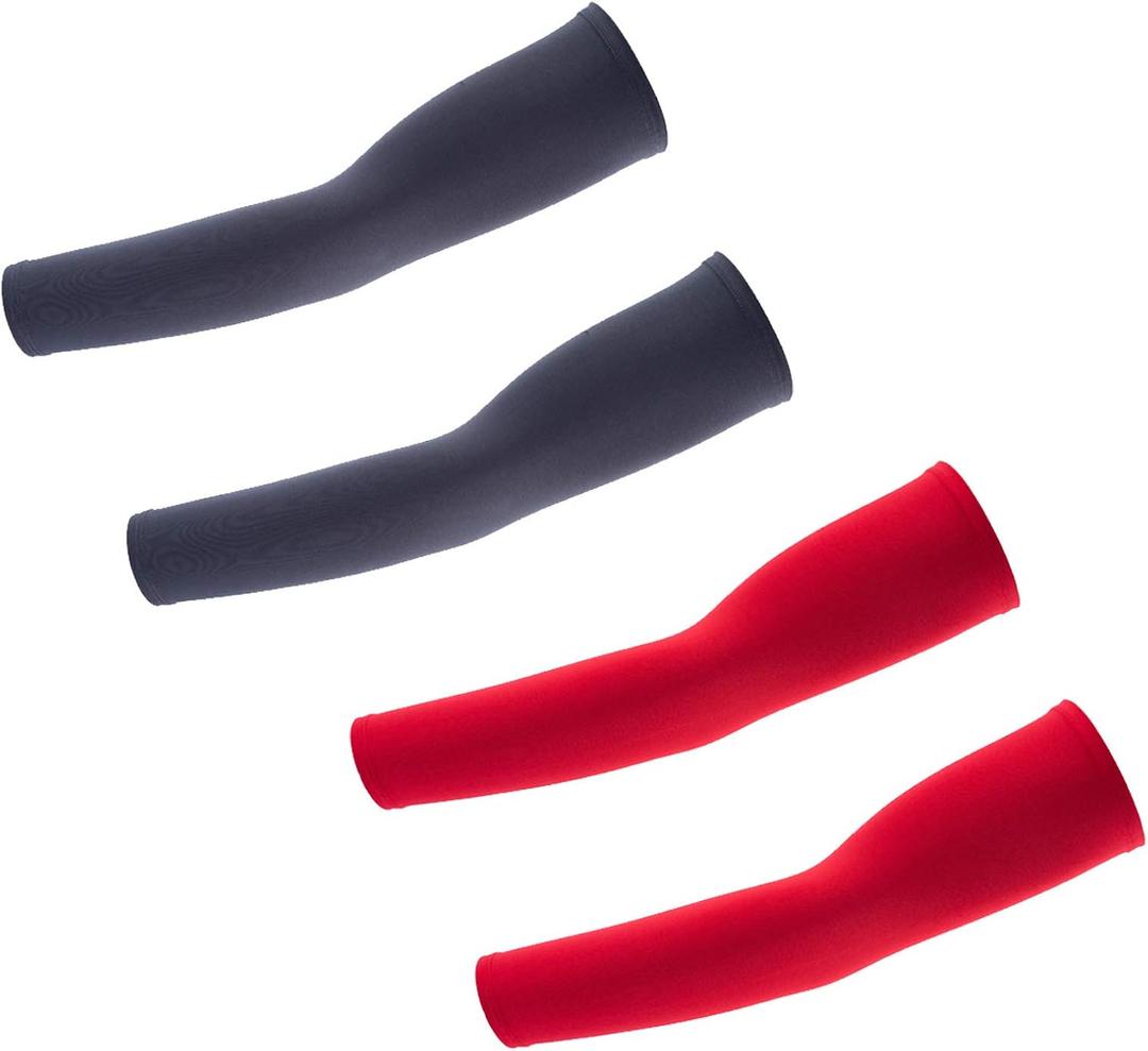 UV Protection Cooling Arm Sleeves - Arm Warmers Sun Protective Tattoo Sleeves for Men Women (Red + Dark Gray) UV Protection Cooling Arm Sleeves - Arm Warmers Sun Protective Tattoo Sleeves for Men Women (Red + Dark Gray)