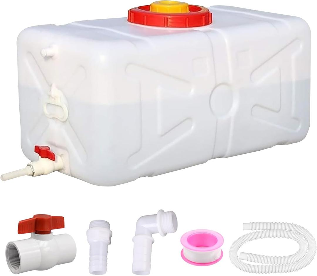20 Gallon Portable Water Tank with Spigot&Hose, Water Storage Container for Camping, RV, Truck, Emergency PreparednessThickening
