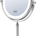 DOWRY 4000 mAh Rechargeable Lighted Makeup Mirror 20x Magnification Vanity Mirror Tabletop Two-Sided Swivel Gifts for Women Wife Mom Teengirls Mothers Day Chrome