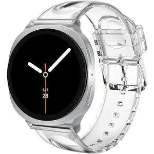 iiteeology Clear Band Compatible with Samsung Galaxy Watch 8 Band 40/44/46mm, Transparent Soft Silicone Bands for Galaxy Watch 8 Classic 2025 Women