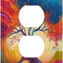 Colorful Abstract Life Tree Light Switch Cover 1 Gang Outlet Plate Single Duplex Wall Plate Covers Decorative Switchplate Covers Electrical Faceplate for Home Decor