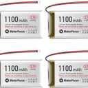 MakerFocus 4pcs 3.7V 1100mAh Lithium Polymer Battery 1S LiPo Rechargeable Battery with Protection Board, Insulated Rubber Tape and JST 1.25 Plug for ESP32 Development Board, Mesh Node T114