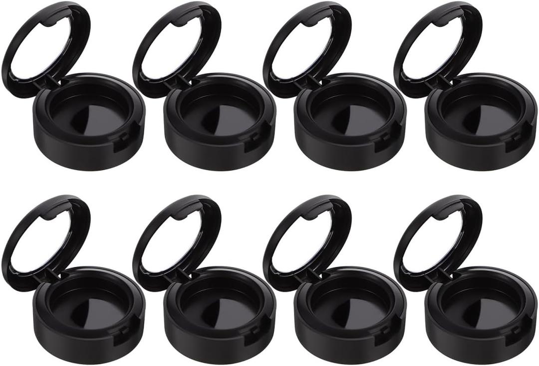 Single Eyeshadow Storage Box with 26Mm Inner Diameter Transparent Lid Compact Makeup Organizer for Eyeshadow Blush and Foundation Travel-Friendly 1.49X1.49X0.74 Inch (4x3.8cm, Black)