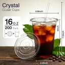 ARTLYMERS 200 Pack - 16 oz Clear Plastic Cups with Lids and Straws, Disposable Iced Coffee Cups with Lids for Cold Drinks, Crystal To Go Smoothie Cup, Milkshakes, Juices, Coffee Accessories