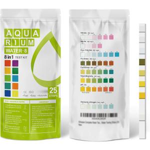 AAwipes Aquarium Ammonia Test Strips 8-in-1 |25 Strips | Quick & Accurate Water Testing Test pH, Carbonate, Alkalinity, Hardness, Chlorine, Nitrite, etc. (K02-25)
