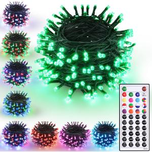 Joomer St. Patrick's Day Green String Lights - 66FT 200LED RGB String Lights with Remote, Waterproof Outdoor Indoor with Timer Memory Function for Tree, Yard, Christmas Decor (Non-Connectable)
