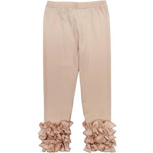 Bow Dream Baby Toddler and Little Girls Ruffle Leggings (2-3T, Beige)