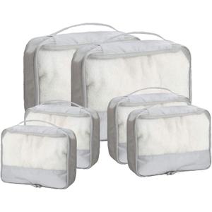 DoubleTrip Packing Cubes for Suitcases Carry on Luggage Organizer 6 Set Travel Accessories Lightweight Storage Bag Space Saver Clothes Pouch Large (Gray)