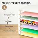 Yumkfoi Construction Paper Organizer 12" x 18", 6-Tiers Paper Organizer Storage, Wooden Desktop Organizer, Letter Tray for Office, Home, Classroom