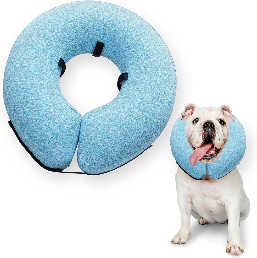 Big Ant Protective Inflatable Collar for Dogs and Cats, Soft Cone for Dogs After Surgery, Dog Neck Donut Collar, Dog Cone Collar Soft Pet Recovery Collar Does Not Block Vision E-Collar (Medium, Blue)