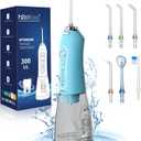 Water Dental Flosser Teeth Cleaner Pick, H2ofloss Cordless Portable Oral Irrigator,5 Mode IPX7 Waterproof Teeth Picks 300ML Rechargeable WaterFlosser for Teeth Cleaning Sky Blue
