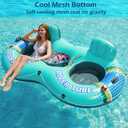 Jasonwell Heavy Duty 2 Person Inflatable River/Pool Tube Float with Removable Cooler, Tubes for Lake, Floating River Raft Lounge Floatie with 2 cup Holders For Adults, Cyan
