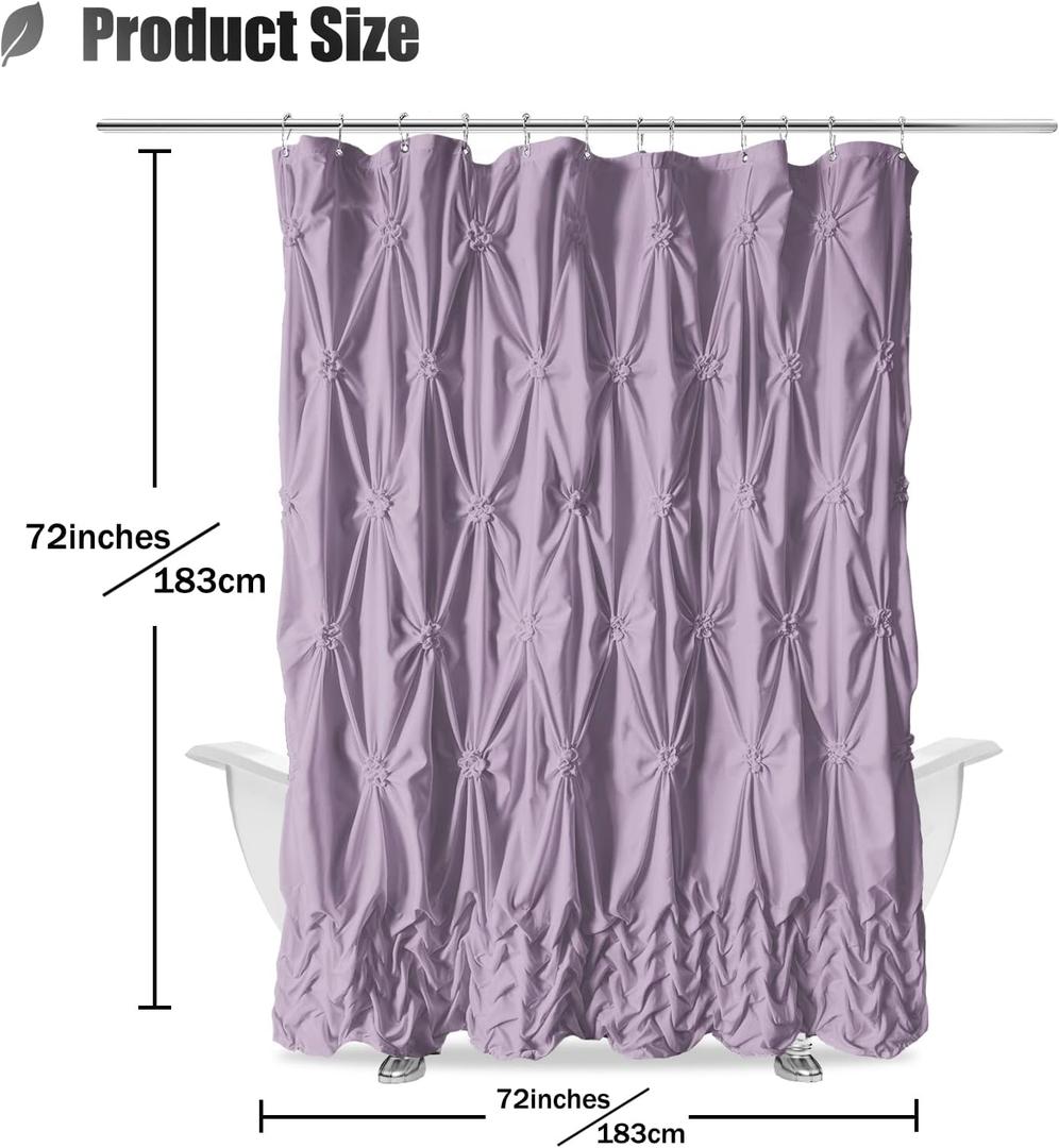 Seasonwood Lavender Shower Curtain Purple Farmhouse Luxury Handmade Decorative Pretty Shower Curtain Lilac Machine Washable, Modern Home Bathroom Décor Bathtub Privacy Screen,Heavy Duty 72x72 inch