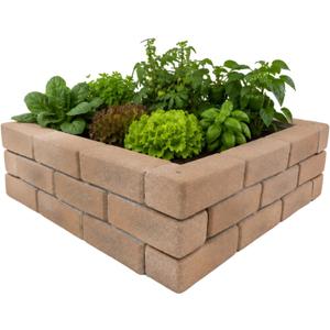 Raised Garden Bed, Brick Style Planter Box, 24" x 8" Polyurethane Garden Bed Panels, Modular Design for Curved or Straight Layouts, Lightweight & Weather Resistant, 4 Panel Pack