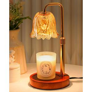 Flower Candle Warmer Lamp with Timer Dimmable, Candle Warming Lamp Height Adjustable, Birthday Gifts for Women Mom, Candles Warmer Light for Jar Candles, Christmas Gifts, House Warming Gifts New Home (Amber2)