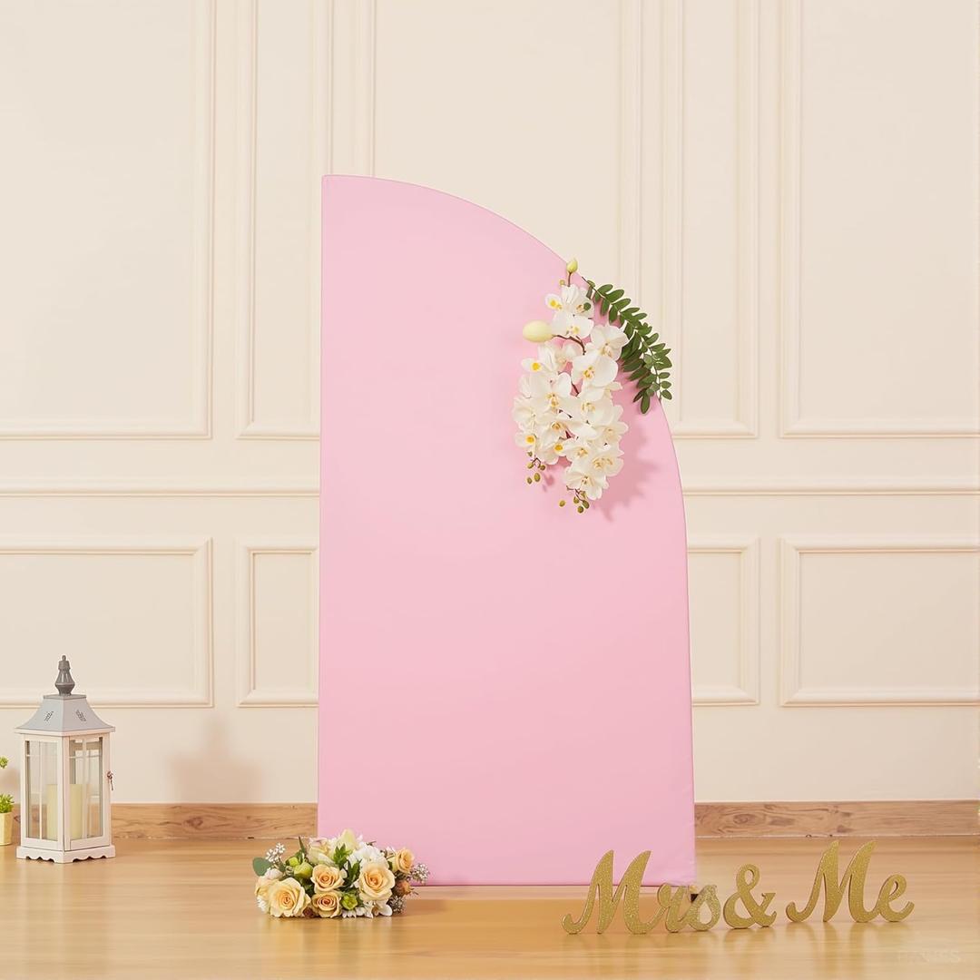 Light Pink Half Moon Arch Covers Wedding Arch Backdrop Cover for Weddings Birthday Parties Baby Showers Events 5ft Pink Half Arch Fabric Cover Set