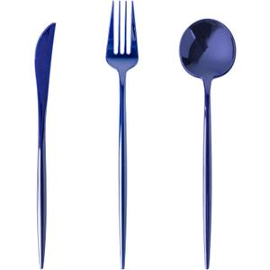 180PCS Blue Plastic Silverware,Heavy Duty Disposable Utensils Include 60 Forks,60 Spoons and 60 Knives,Blue Cutlery Plastic Silverware Sets for Party, Wedding or Daily Using