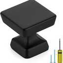 5 Pack Black Cabinet Knobs 1.2 Inch Square Kitchen Cabinet Knobs for Dresser Drawers Solid Hardware