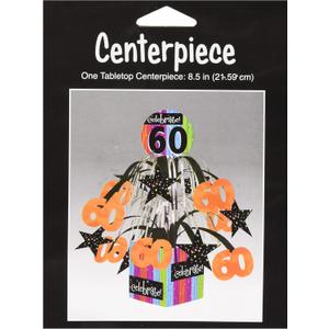 Creative Converting 6-Count Milestone Celebrations Metallic Foil Cascading Centerpieces, Celebrate 60